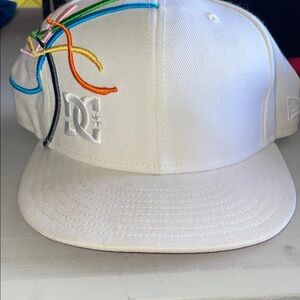 DC White Cap with Multicolor Accents